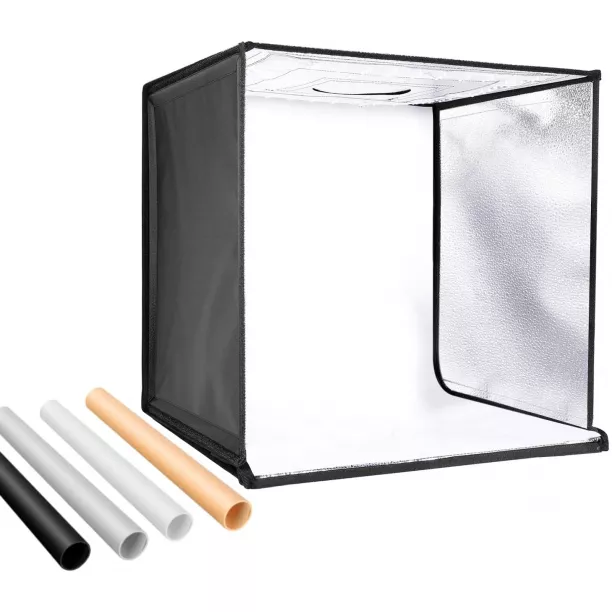 Neewer Bi-color Dimmable 3200k-5600k Photo Studio Light Box 20 Inches Shooting Light Tent Foldable Portable Professional Booth Table Top Photography Lighting Kit 120 Led Lights 4 Color Backdrops