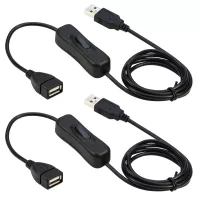 RIITOP USB Extension Cable with ON/Off Switch USB Male to Female Cable Support (Data and Power) for USB Headset, LED Strips(2-Pack)
