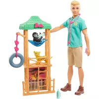 Ken Wildlife Vet Playset with Doll, Vet Care Station, Baby Cheetah and Monkey Figures and Related Animal Caretaking Accessories for Ages 3 and Up [Amazon Exclusive]