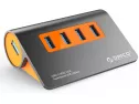 Orico Powered Usb Hub, 4 Ports Powered Usb 3.1 Aluminum Data Hub, 10 Gbps Superspeed Usb Splitter With 12v/2.5a Power Adapter For Desktop Pc/laptop, Phones, And More (grey)