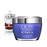 Olay Regenerist Retinol 24 Night Moisturizer Fragrance-Free + Whip Face Moisturizer Travel/Trial Size Gift Set