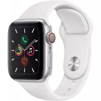 Apple Watch Series 5 (GPS + Cellular, 40mm) - Silver Aluminum Case with White Sport Band