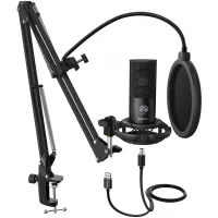 FIFINE Studio Condenser USB Microphone Computer PC Microphone Kit with Adjustable Scissor Arm Stand Shock Mount for Instruments Voice Overs Recording Podcasting YouTube Karaoke Gaming Streaming-T669