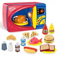 JOYIN 25 Pieces Microwave Cooking Kitchen Food Pretend Play Toy Playset, Play Food Kitchen Playset Accessories Fake Food