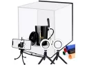 Duclus Foldable Photo Studio Box Kit, Portable Photography Light Box With Dual Ring Led Light, Photo Studio Shooting Tent With White Light Warm Light And 6 Color Background, Size 12inch X 12inch