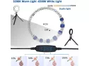 Duclus Foldable Photo Studio Box Kit, Portable Photography Light Box With Dual Ring Led Light, Photo Studio Shooting Tent With White Light Warm Light And 6 Color Background, Size 12inch X 12inch