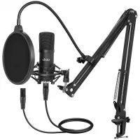 XLR Condenser Microphone, UHURU Vocal Studio Cardioid Microphone Kit with Boom Arm, Shock Mount, Pop Filter, Windscreen and XLR Cable, for Broadcasting,Recording,Podcasting and YouTube(XM-900)