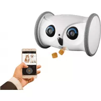 SKYMEE Owl Robot: Mobile Full HD Pet Camera with Treat Dispenser, Interactive Toy for Dogs and Cats, Remote Control via App (2.4G WiFi ONLY)