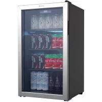 Vremi Beverage Refrigerator and Cooler - 110 to 130 Can Mini Fridge with Glass Door for Soda Beer or Wine - Small Drink Dispenser Machine for Office or Bar with Removable Shelves and Adjustable Feet