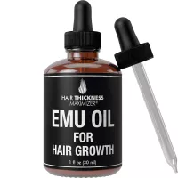 EMU Oil For Hair Growth by Hair Thickness Maximizer. Best Organic, Natural Oils Treatment with Omega 3,6,9. Stop Hair Loss Now. Hair Thickening Serum to Replenish Hair Follicles for Men and Women 1oz