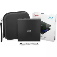 Pioneer BDR-XD07B Portable Burner & DVD Player - 6X Slim External BDXL, BD, DVD & CD Drive for Windows & Mac w/ 3.0 USB - CD Player -Write & Read on Laptop or Desktop w/Carry Case (Black)