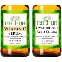 Anti Aging Serums - Vitamin C Serum and Hyaluronic Acid Serum 2-Pack Set (1 of each Anti Wrinkle Serum)