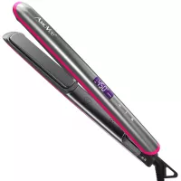 AmoVee Titanium Flat Iron Hair Straightener 1 Inch Ceramic Hair Straightener and Curler Adjustable Temperature for All Hair Types Instant Heat Dual Voltage, Touchscreen and Digital LCD Display