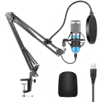 Neewer USB Microphone Kit 192KHZ/24BIT Plug&Play Computer Cardioid Mic Podcast Condenser Microphone with Professional Sound Chipset for YouTube/Gaming Record, Arm Stand/Shock Mount (Blue)(NW-8000-USB)