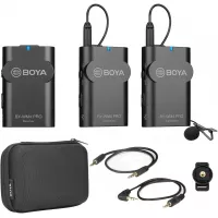 2.4GHz Wireless Lavalier Microphone System, BOYA Wireless Lapel Mic with Hard Case Compatible with DSLR Cameras, Camcorders, iPhone, Android Smartphones, and Tablets for YouTube Facebook Vlogging