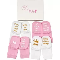 Baby Girl Socks Gift Set - Unique Baby Shower or Newborn Gift For Her - 4 Pairs of Cute Quotes in Gift Box