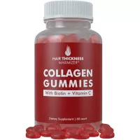 Collagen Gummies for Hair Growth - Best Tasting Collagen Gummies for Faster Hair Growth by Hair Thickness Maximizer. Hydrolyzed Collagen + Hair Thickening Biotin and Vitamin C for Women and Men