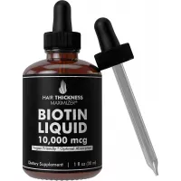 Liquid Biotin Drops for Hair Growth 10000mcg Extra Strength by Hair Thickness Maximizer. 10000 mcg High Absorption Vegan Vitamin B7 Supplement. USA Made for Men Women with Hair Loss, Thinning Hair