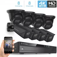 Amcrest 4K Security Camera System 8CH 8MP Video DVR with 8X 4K 8-Megapixel Indoor Outdoor Weatherproof IP67 Bullet & Dome Cameras, 2.8mm Lens, HDD Not Included, for Home Business (AMDV8M8-4B4D-B)