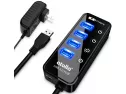 Powered Usb Hub, Atolla 4-port Usb 3.0 Hub With 4 Usb 3.0 Data Ports And 1 Usb Smart Charging Port, Usb Splitter With Individual On/off Switches And 5v/3a Power Adapter