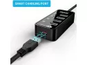 Powered Usb Hub, Atolla 4-port Usb 3.0 Hub With 4 Usb 3.0 Data Ports And 1 Usb Smart Charging Port, Usb Splitter With Individual On/off Switches And 5v/3a Power Adapter