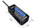 Powered Usb Hub, Atolla 4-port Usb 3.0 Hub With 4 Usb 3.0 Data Ports And 1 Usb Smart Charging Port, Usb Splitter With Individual On/off Switches And 5v/3a Power Adapter