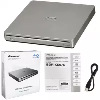 Pioneer BDR-XS07S Portable 6X Blu-ray Burner External Drive with USB Cable - Burns CD DVD BD DL BDXL Discs