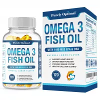 Premium Omega 3 Fish Oil Supplement 2400mg - Burpless Fish Oil Omega 3 Pills w/ 1440mg EPA & DHA, Supports Heart Health, Brain Function, Immune System & Eye Health - Lemon Flavor, Non-GMO 120 Softgels