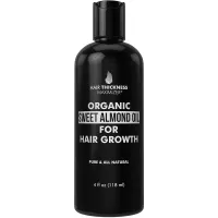Organic Sweet Almond Oil For Hair Growth by Hair Thickness Maximizer. Pure, Organic, Cold Pressed Almond Oil Stop Hair Loss. Hair Thickening Treatment Serum to Replenish Hair Follicles for Men, Women