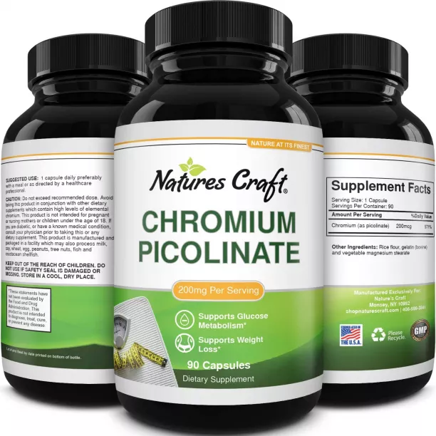 Chromium Picolinate 200mcg Mineral Supplements - Natural Chromium Supp..