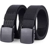 WHIPPY 2 Pack Nylon Belt Outdoor Military Web Belt with YKK Plastic Buckle Men Tactical Webbing Belt in 1.5 Inches Width