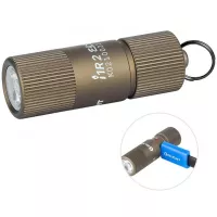 OLIGHT i1R 2 EOS Desert Tan 150 Lumens Tiny Rechargeable Keychain Flashlight EDC Mini LED Keyring Light with Built-in Battery for Camping Hiking Dog Walking etc