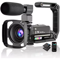 Video Camera 2.7K Camcorder Ultra HD 36MP Vlogging Camera for YouTube IR Night Vision 3.0" LCD Touch Screen 16X Digital Zoom Camera Recorder with Microphone Handheld Stabilizer Remote Control
