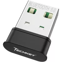 Bluetooth Adapter for PC，Techkey USB Mini Bluetooth 5.0 EDR Dongle for Computer Desktop Wireless Transfer for Laptop Bluetooth Headphones Headset Speakers Keyboard Mouse Printer Windows 10/8.1/8/7