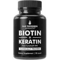 Biotin 10000mcg + Clinically Proven Keratin for Hair Growth. Vegan Regrowth Capsules Supplement for Men & Women. Organic Coconut Oil, 10000 mcg B7 Vitamins, Cynatine Keratin. DHT Blocker, Hair Loss