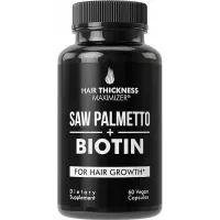 Saw Palmetto + Biotin Advanced 2-in-1 Combo for Hair Growth. Vegan Capsules Supplement with Natural Saw Palmetto Extract + 10000mcg Biotin. Hair Loss and Regrowth Pills for Men and Women. DHT Blocker