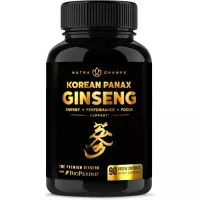 Korean Red Panax Ginseng 1600mg [Gold Series] Maximum Strength Root Extract 10% Ginsenosides Energy & Focus Pills with Ginkgo Biloba, Vitamin B12, Acetyl L-Carnitine & BioPerine - Vegan Capsules