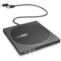 VersionTECH. External CD DVD Drive, USB 3.0 Type C Ultra-Slim Superdrive Optical Burner Writer Player CD DVD +/- RW, Compatible with Windows 10 8 7 XP Vista Mac OS System for Mac Pro Air iMac Laptop