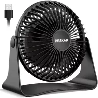 BESKAR USB Small Desk Fan - 6 Inch Portable Fans with 3 Speeds Strong Airflow, Quiet Operation and 360°Rotate, Personal Table Fan for Home,Office, Bedroom - 3.9 ft Cord