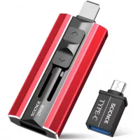 USB3.0 Flash Drives 256GB, SCICNCE Memory Drive 256GB Photo Stick Compatible with Mobile Phone & Computers, Mobile Phone External Expandable Memory Storage Drive, Take More Photos & Videos (Red)