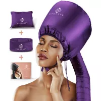 Eleganty Soft Bonnet Hood Hairdryer Attachment with Headband that Reduces Heat Around Ears and Neck to Enjoy Long Sessions - Used for Hair Styling, Deep Conditioning and Hair Drying (Purple)