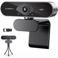 Webcam with Microphone, DEPSTECH 1080P HD Webcam with Auto Light Correction for Desktop/Laptop, Streaming Computer USB Web Camera for Video Conferencing, Teaching, Streaming, and Gaming
