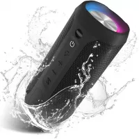 Waterproof Portable Bluetooth Speaker with Party Lights, Black