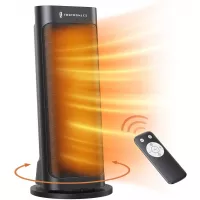 Space Heater, TaoTronics PTC 1500W Fast Quiet Heating Ceramic Tower Heater Oscillating Portable Heater with Remote Control for Indoor Use Thermostat ECO Mode 12H Timer LED Display, Black, Large