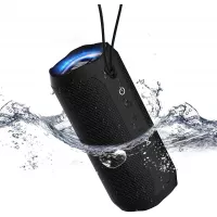 SUNHAI Portable 20w Waterproof Wireless Stereo Bluetooth Speakers J20 with Enhanced Bass Sound,Party Light,IPX67,HD Sound,Long Battery Life Support Hands-Free Call for Outdoor Activities,Gift-Black