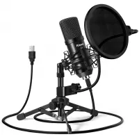 USB Gaming Microphone, Risea Computer Condenser PC Mic with Tripod Stand & Pop Filter for Streaming, Podcasting, Gaming, Vocal Recording, Compatible with iMac PC Laptop Desktop Windows Computer