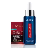 Loreal Paris Revitalift Derm Intensives Night Serum, Retinol Serum for Face, 0.3% Pure Retinol, Visibly Reduce Wrinkles, Even Deep Ones, 1 fl oz Serum + Moisturizer Cream Samples, Packaging May Vary