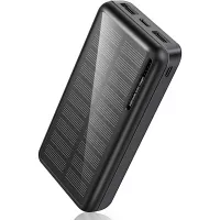 Solar Power Bank 30,000mAh, Minrise Portable Charger, Solar Charger Power Bank with 2 USB Outputs, External Battery Pack for Outdoor Activities Compatible for iPhone, Smartphones etc.