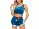 Adome Womens Crop Top And Shorts 2 Piece Sports Short Set Outfits Sexy..