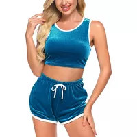 ADOME Womens Crop Top and Shorts 2 Piece Sports Short Set Outfits Sexy Tank Top Soft Hot Pants Tracksuit Activewear
